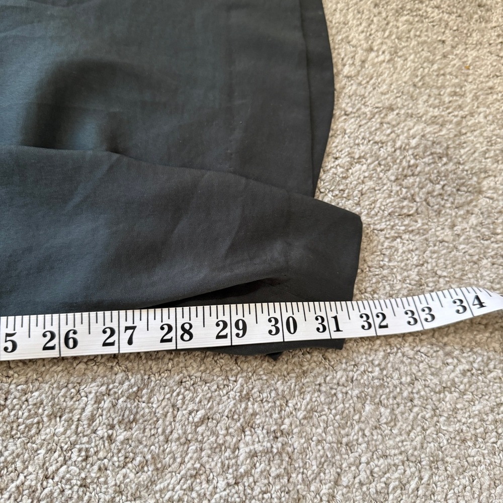Vince Satin Fluid Bias Cut Wide Leg Drawstring Pants Green Grey XL Minimal - Picture 7 of 12